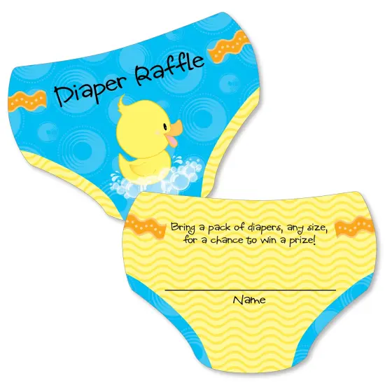 Big Dot of Happiness Ducky Duck - Diaper Shaped Raffle Ticket Inserts - Baby Shower Activities - Diaper Raffle Game - Set of 24 {1}