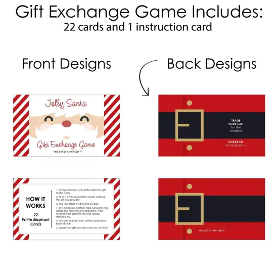 Big Dot of Happiness Jolly Santa Claus - Christmas Party White Elephant Gift Exchange Game Scratch Off Cards - 22 Count {6}