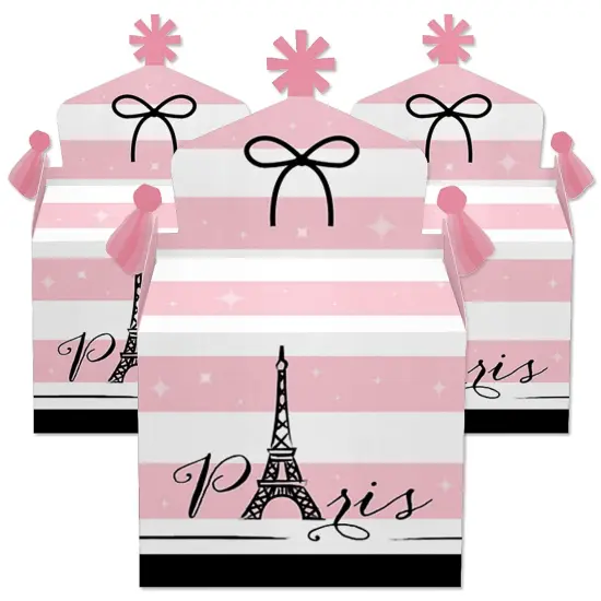 Big Dot of Happiness Paris, Ooh La La - Treat Box Party Favors - Paris Themed Baby Shower or Birthday Party Goodie Gable Boxes - Set of 12 {3}
