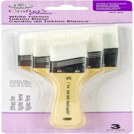 Crafter's Choice White Taklon Angle Brush Value Pack 3/Pkg {1}