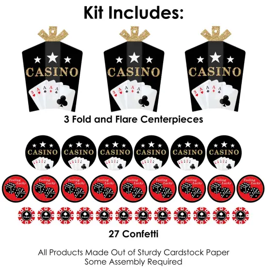 Big Dot of Happiness Las Vegas - Casino Party Decor and Confetti - Terrific Table Centerpiece Kit - Set of 30 {4}