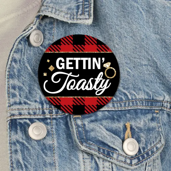 Big Dot of Happiness Flannel Fling Before The Ring - 3 inch Buffalo Plaid Bachelorette Party Badge - Pinback Buttons - Set of 8 {4}