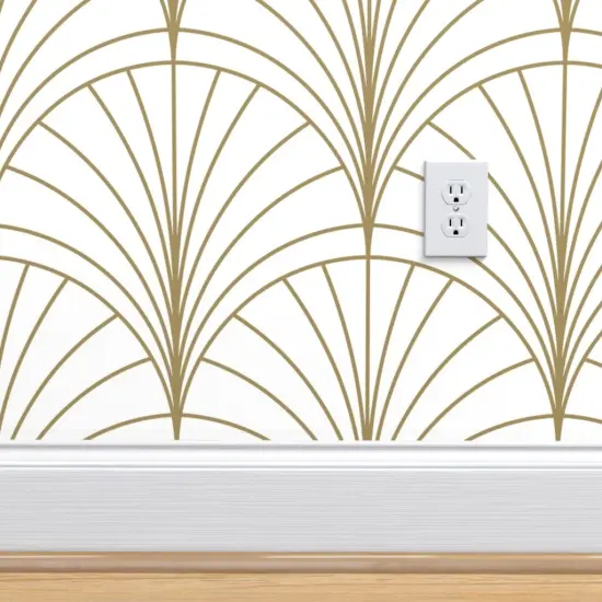 Pre-Pasted Wallpaper 2FT Wide Art Deco Nouveau Floral Minimal Vintage Luxury Geometric Custom Pre-pasted Wallpaper by Spoonflower {4}