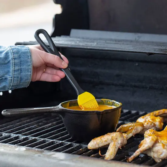 Lodge LMPB21 Cast Iron Melting Pot and Basting Mixing Silicone Brush Set {4}