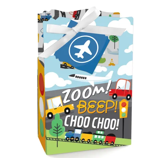 Big Dot of Happiness Cars, Trains, and Airplanes - Transportation Birthday Party Favor Boxes - Set of 12 {1}