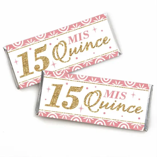 Big Dot of Happiness Mis Quince Anos - Candy Bar Wrapper Quinceanera Sweet 15 Birthday Party Favors - Set of 24 {1}