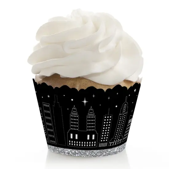 Big Dot of Happiness Nighttime City Skyline - New York Party Decorations - Party Cupcake Wrappers - Set of 12 {1}