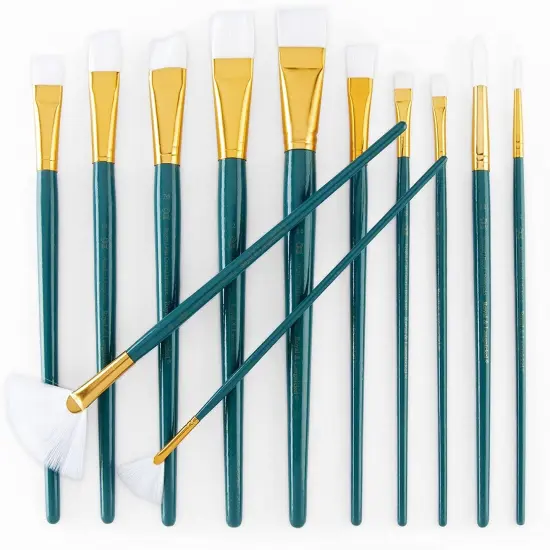 Royal&Langnickel(R) White Taklon LongHandle Value Brush Pack-Medium, 12/Pkg {3}