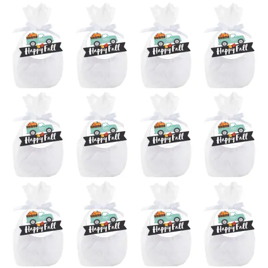 Big Dot of Happiness Happy Fall Truck - Harvest Pumpkin Party Clear Goodie Favor Bags - Treat Bags With Tags - Set of 12 {7}