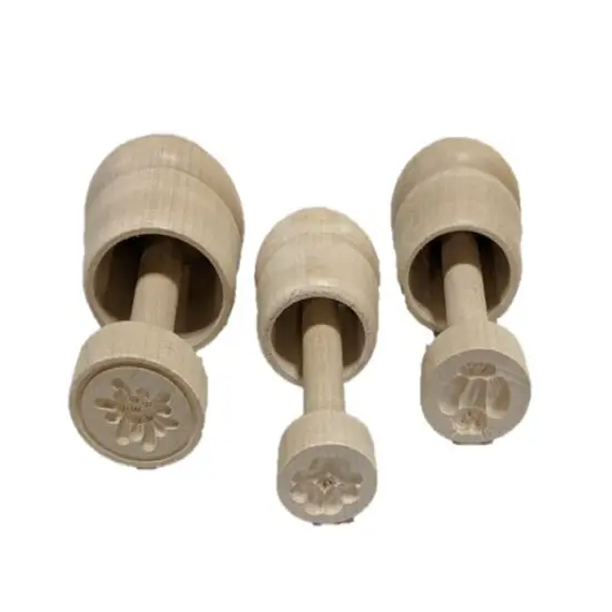 Carved Wooden Butter Molds Set of 3 Sizes with Assorted Patterns {3}