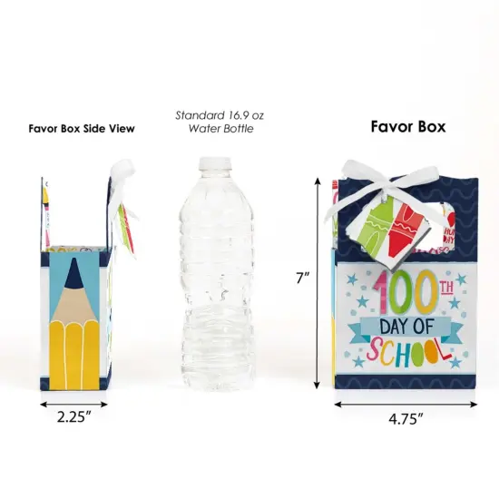 Big Dot of Happiness Happy 100th Day of School - 100 Days Party Favor Boxes - Set of 12 {3}