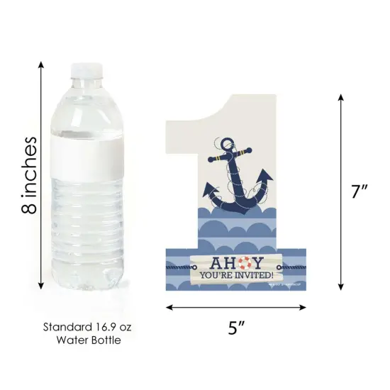 Big Dot of Happiness 1st Birthday Ahoy - Nautical - Shaped Fill-in Invitations - First Birthday Party Invitation Cards with Envelopes - Set of 12 {6}