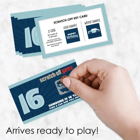 Big Dot of Happiness Boy 16th Birthday - Sweet Sixteen Birthday Party Game Scratch Off Cards - 22 Count {3}