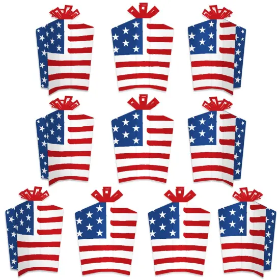 Big Dot of Happiness Stars & Stripes - Table Decorations - Memorial Day, 4th of July & Labor Day Patriotic Party Fold & Flare Centerpieces - 10 Count {1}