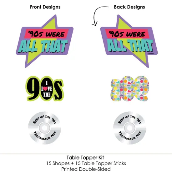 Big Dot of Happiness 90's Throwback - 1990s Party Centerpiece Sticks - Table Toppers - Set of 15 {6}