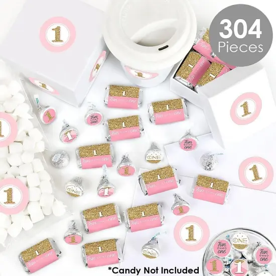 Big Dot of Happiness 1st Birthday Girl - Fun to be One - First Birthday Party Candy Favor Sticker Kit - 304 Pieces {3}
