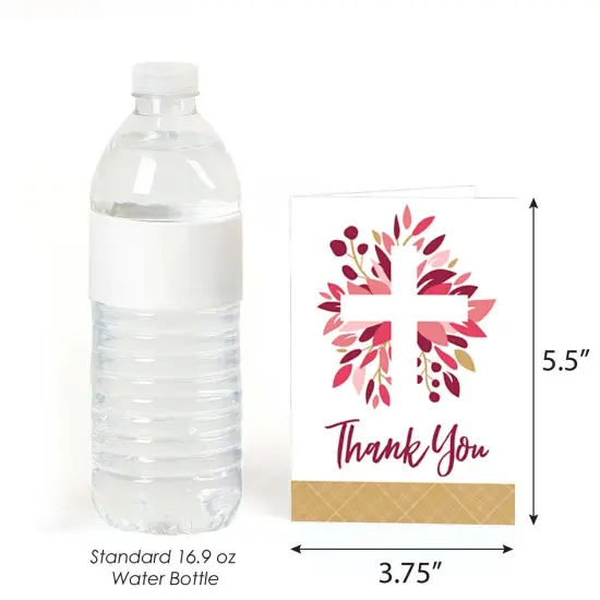 Big Dot of Happiness Pink Elegant Cross - Girl Religious Party Thank You Cards (8 count) {4}