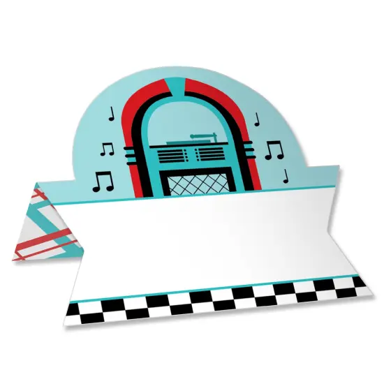 Big Dot of Happiness 50&rsquo;s Sock Hop - 1950s Rock N Roll Party Tent Buffet Card - Table Setting Name Place Cards - Set of 24 {1}