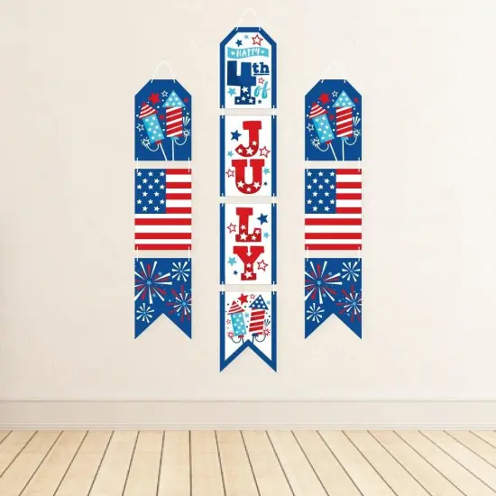 Big Dot of Happiness Firecracker 4th of July - Hanging Vertical Paper Door Banners - Red, White and Blue Party Wall Decoration Kit - Indoor Door Decor {4}
