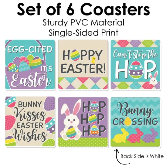 Big Dot of Happiness Hippity Hoppity - Funny Easter Bunny Party Decorations - Drink Coasters - Set of 6 {6}