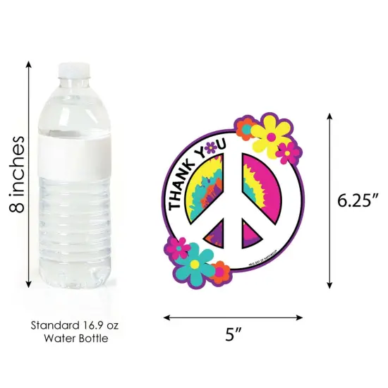 Big Dot of Happiness 60's Hippie - Shaped Thank You Cards - 1960s Groovy Party Thank You Note Cards with Envelopes - Set of 12 {7}