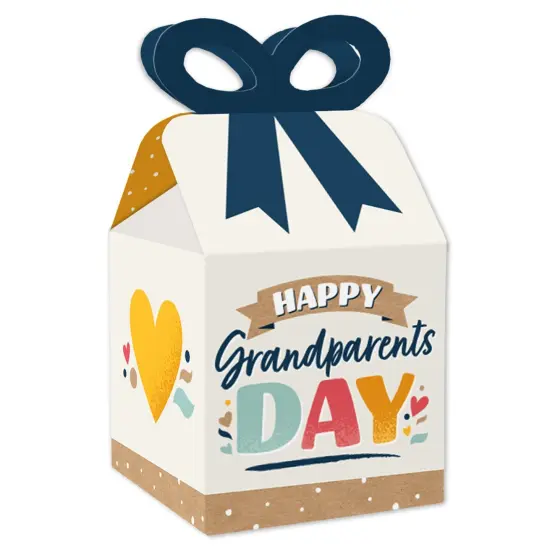Big Dot of Happiness Happy Grandparents Day - Square Favor Gift Boxes - Grandma & Grandpa Party Bow Boxes - Set of 12 {1}