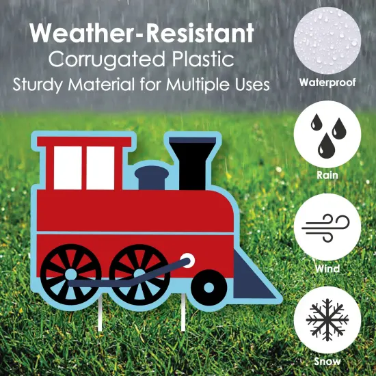 Big Dot of Happiness Railroad Party Crossing - Train Lawn Decorations - Outdoor Steam Train Birthday Party or Baby Shower Yard Decorations - 10 Piece {6}