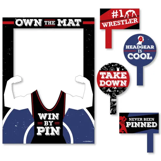 Big Dot of Happiness Own the Mat - Wrestling - Birthday Party or Wrestler Party Selfie Photo Booth Picture Frame & Props - Printed on Sturdy Material {7}