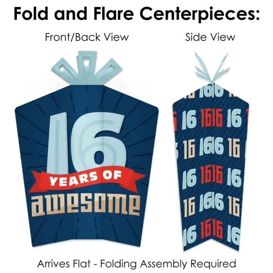 Big Dot of Happiness Boy 16th Birthday - Sweet Sixteen Birthday Party Decor and Confetti - Terrific Table Centerpiece Kit - Set of 30 {6}