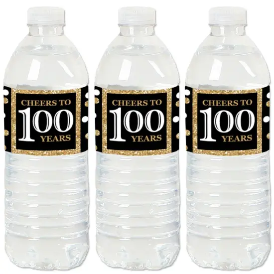 Big Dot of Happiness Adult 100th Birthday - Gold - Birthday Party Water Bottle Sticker Labels - Set of 20 {1}