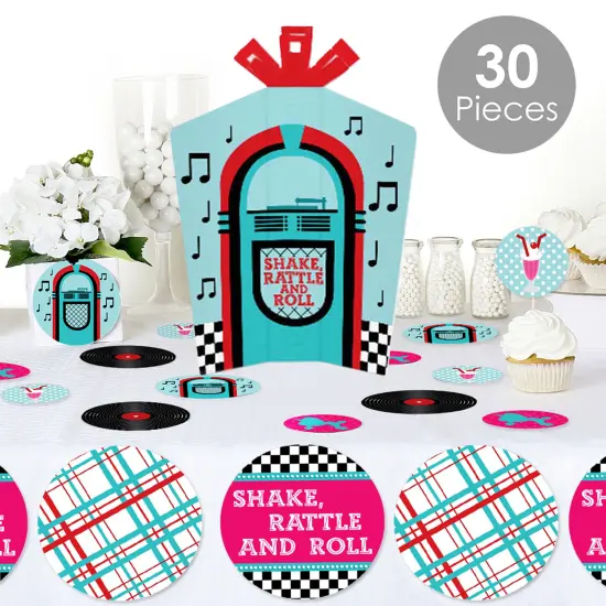 Big Dot of Happiness 50&rsquo;s Sock Hop - 1950s Rock N Roll Party Decor and Confetti - Terrific Table Centerpiece Kit - Set of 30 {3}