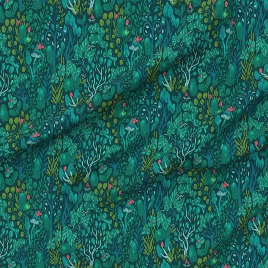 Various Fabrics by the Yard or Fat Quarter Emerald Forest Fairy Woodland Creatures Green Nature Trees Crystals Magical Mystical Custom Printed Fabric by Spoonflower {6}