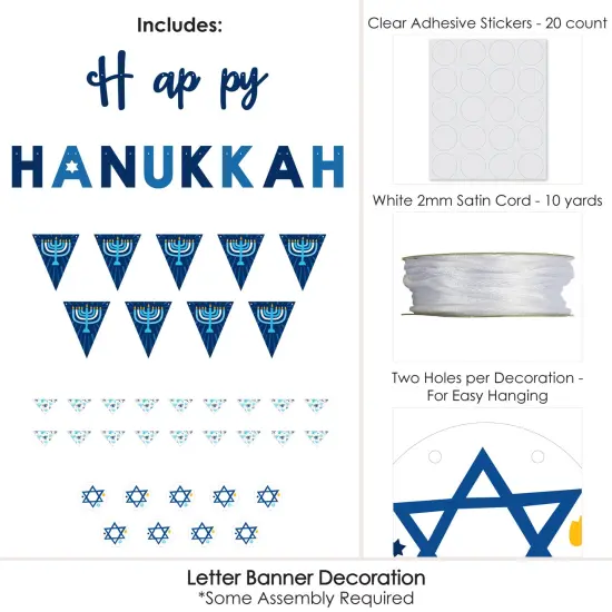 Big Dot of Happiness Hanukkah Menorah - Chanukah Holiday Party Letter Banner Decoration - 36 Banner Cutouts and Happy Hanukkah Banner Letters {6}