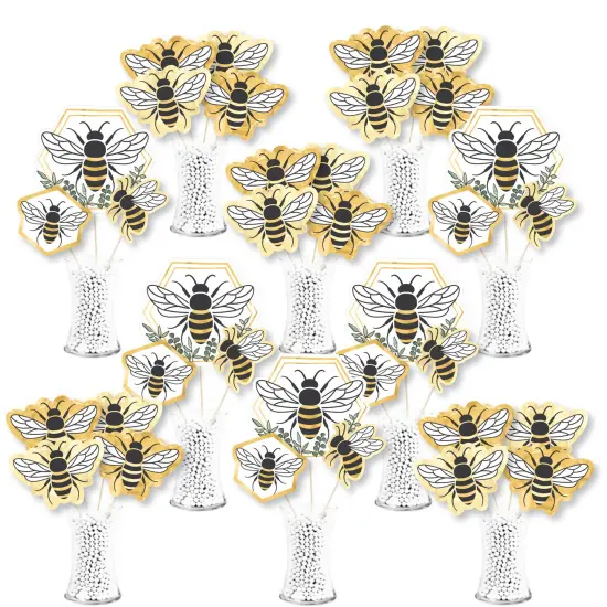 Big Dot of Happiness Little Bumblebee - Bee Baby Shower or Birthday Party Centerpiece Sticks - Showstopper Table Toppers - 35 Pieces {1}