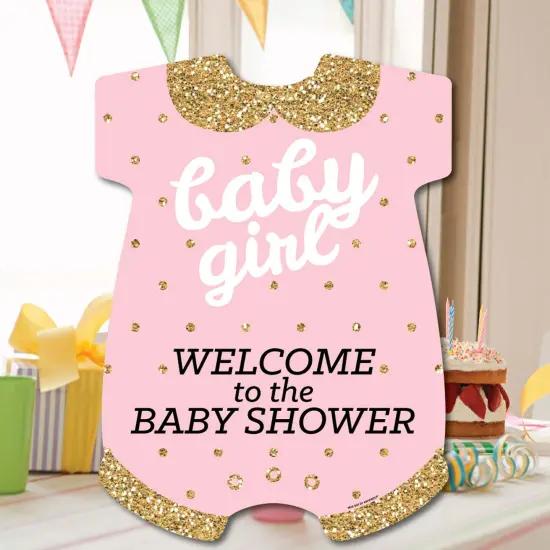 Big Dot of Happiness Hello Little One - Pink and Gold - Party Decorations - It's A Girl Baby Shower Welcome Yard Sign {7}