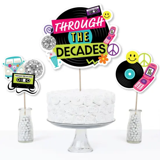 Big Dot of Happiness Through the Decades - 50s, 60s, 70s, 80s, and 90s Party Centerpiece Sticks - Table Toppers - Set of 15 {4}