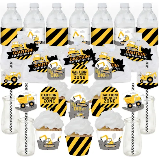 Big Dot of Happiness Dig It - Construction Party Zone - Baby Shower or Birthday Party Favors and Cupcake Kit - Fabulous Favor Party Pack - 100 Pieces {1}