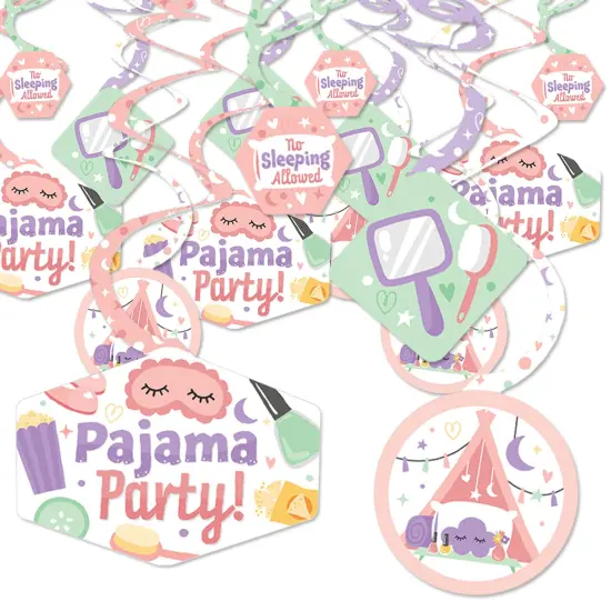 Big Dot of Happiness Pajama Slumber Party - Girls Sleepover Birthday Party Hanging Decor - Party Decoration Swirls - Set of 40 {1}