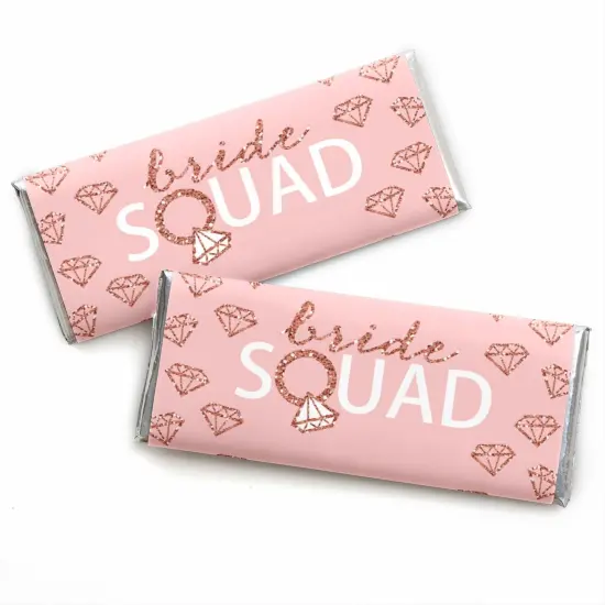 Big Dot of Happiness Bride Squad - Candy Bar Wrapper Rose Gold Bridal Shower or Bachelorette Party Favors - Set of 24 {1}