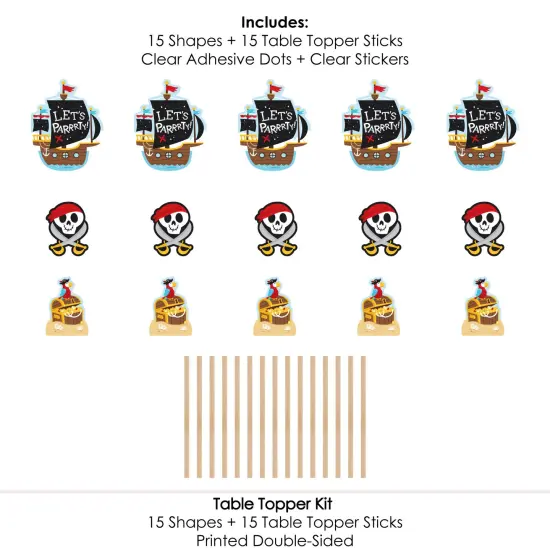 Big Dot of Happiness Pirate Ship Adventures - Skull Birthday Party Centerpiece Sticks - Table Toppers - Set of 15 {7}