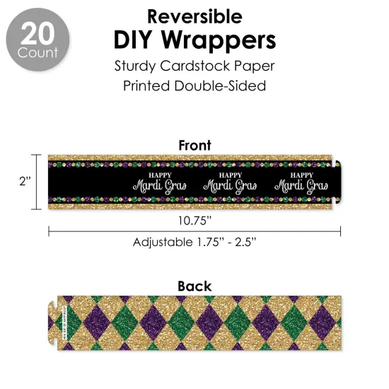 Big Dot of Happiness Mardi Gras - Masquerade Party Favors and Cupcake Kit - Fabulous Favor Party Pack - 100 Pieces {4}