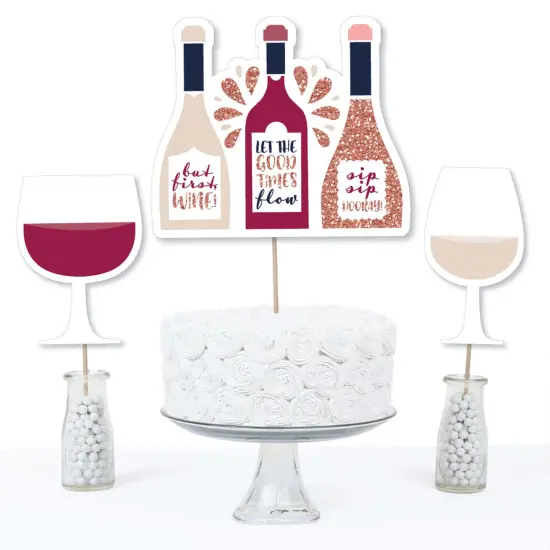 Big Dot of Happiness But First, Wine - Wine Tasting Party Centerpiece Sticks - Table Toppers - Set of 15 {4}