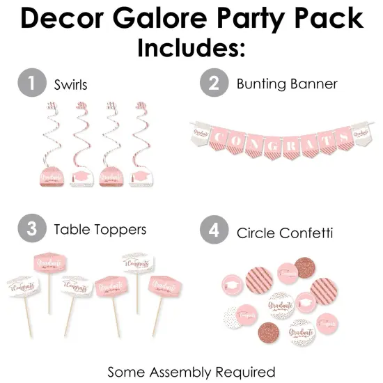 Big Dot of Happiness Rose Gold Grad - Graduation Party Supplies Decoration Kit - Decor Galore Party Pack - 51 Pieces {3}