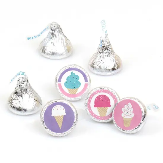 Big Dot of Happiness Scoop Up the Fun - Ice Cream - Sprinkles Party Round Candy Sticker Favors - Labels Fits Chocolate Candy (1 Sheet of 108) {1}