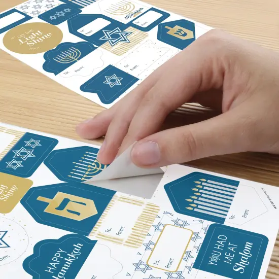 Big Dot of Happiness Happy Hanukkah - Assorted Chanukah Holiday Party Gift Tag Labels - To and From Stickers - 12 Sheets - 120 Stickers {6}