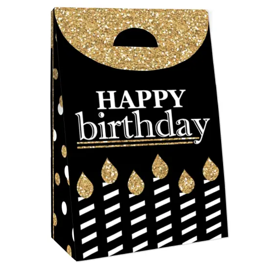 Big Dot of Happiness Adult Happy Birthday - Gold - Birthday Gift Favor Bags - Party Goodie Boxes - Set of 12 {4}