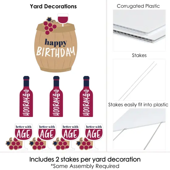 Big Dot of Happiness Better with Age - Wine Happy Birthday - Yard Sign and Outdoor Lawn Decorations - Funny Birthday Prank Yard Signs - Set of 8 {6}