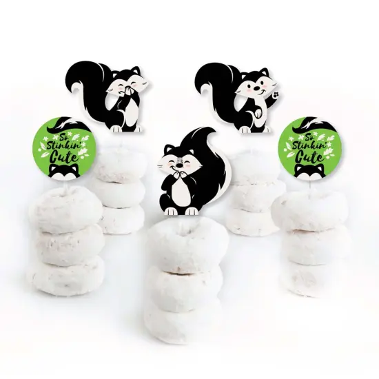 Big Dot of Happiness Little Stinker - Dessert Cupcake Toppers - Woodland Skunk Baby Shower or Birthday Party Clear Treat Picks - Set of 24 {3}