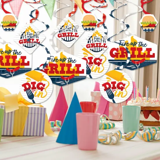 Big Dot of Happiness Fire Up the Grill - Summer BBQ Picnic Party Hanging Decor - Party Decoration Swirls - Set of 40 {3}