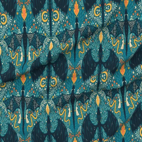 Various Fabrics by the Yard or Fat Quarter Folk Dragons Fairy Tale Botanical Kids Room Magical Jackalopes Maximalist Custom Printed Fabric by Spoonflower {6}